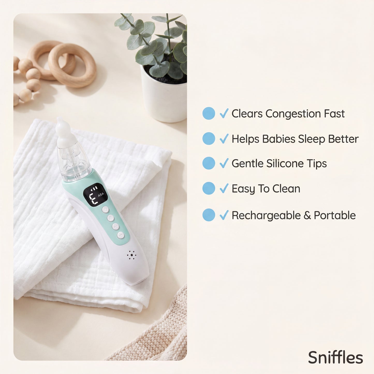 Sniffles baby nasal aspirator