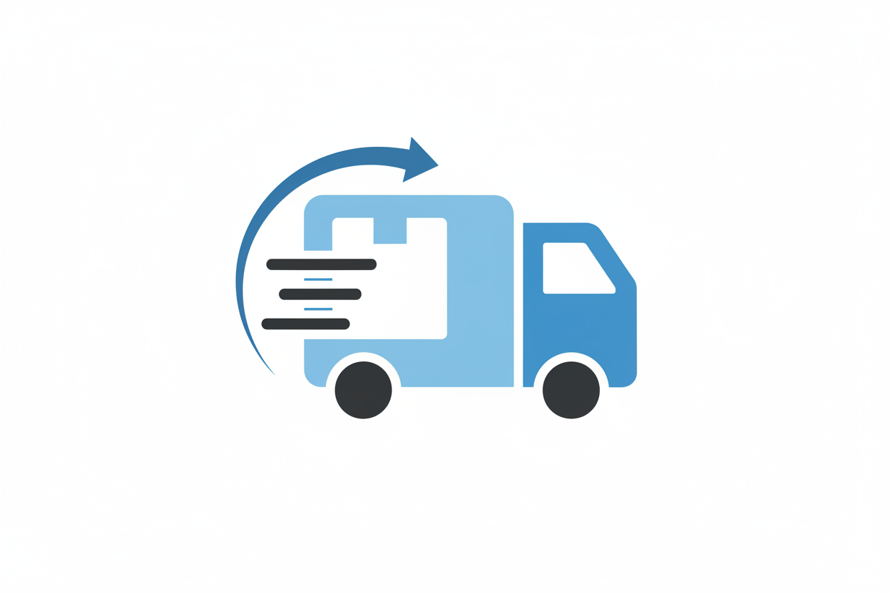 Shipping Icon – White Background Soft Blue